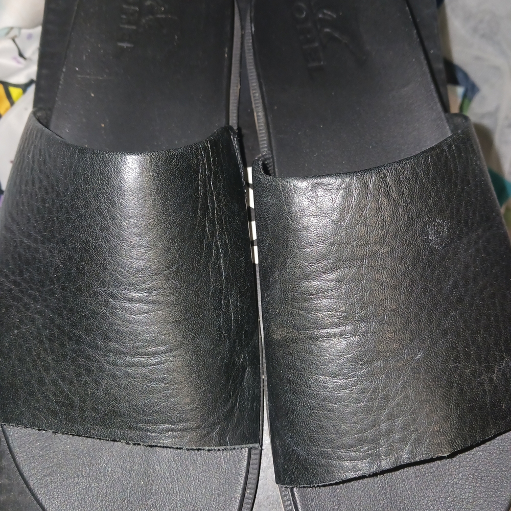 Sorel Black Leather Sandals